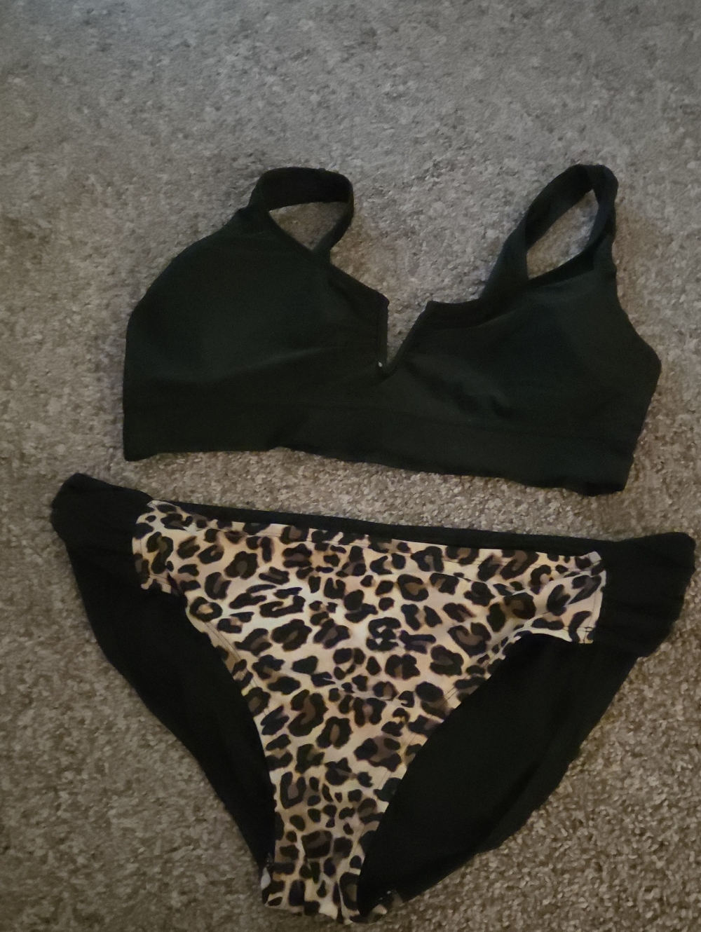 Maurices Black Bikini Top with Leopard Print Bottom